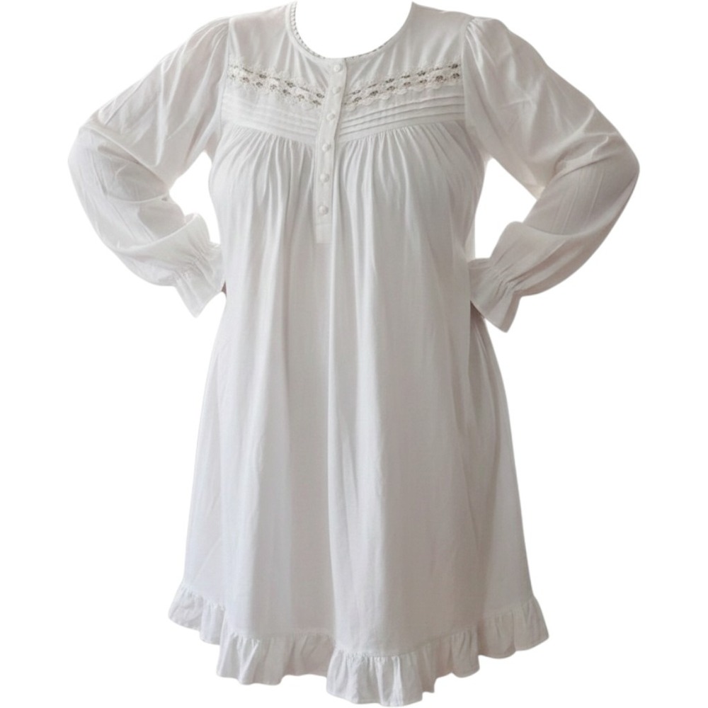 DEADSTOCK VTG MERVYNS Partners Sleep dressing gown long sleeve lace XL NWT IVORY